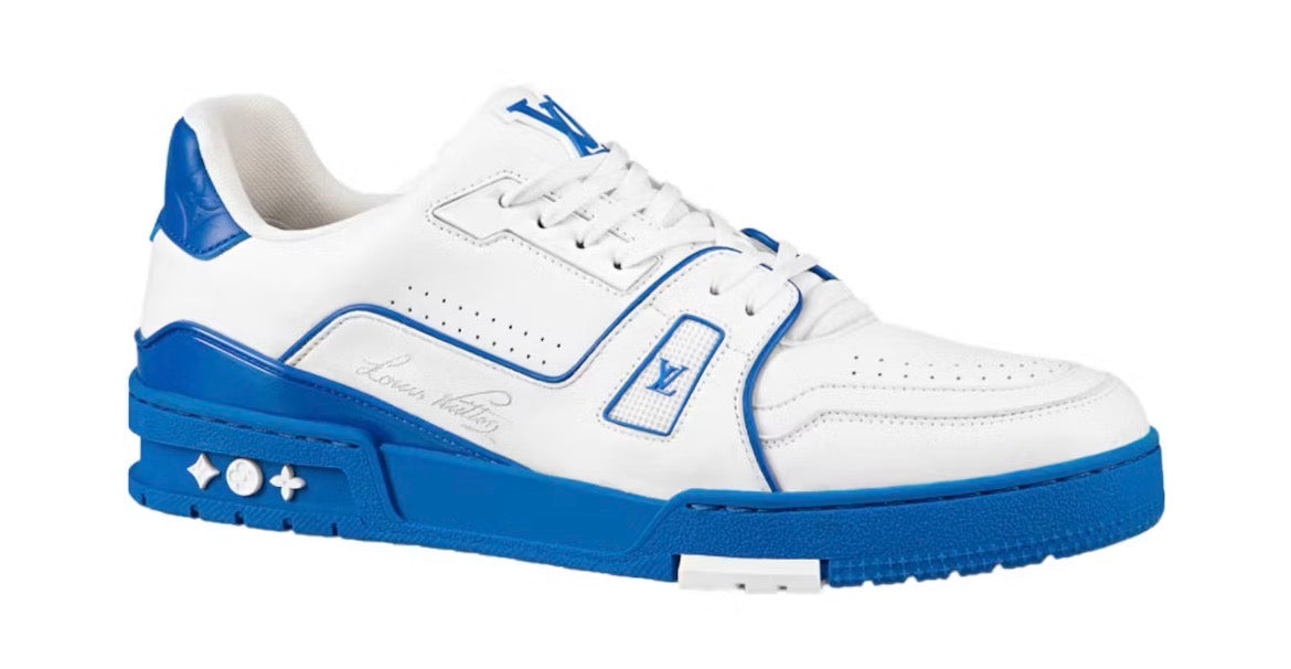 Louis Vuitton Trainer White Blue Signature (Preowned 9M)