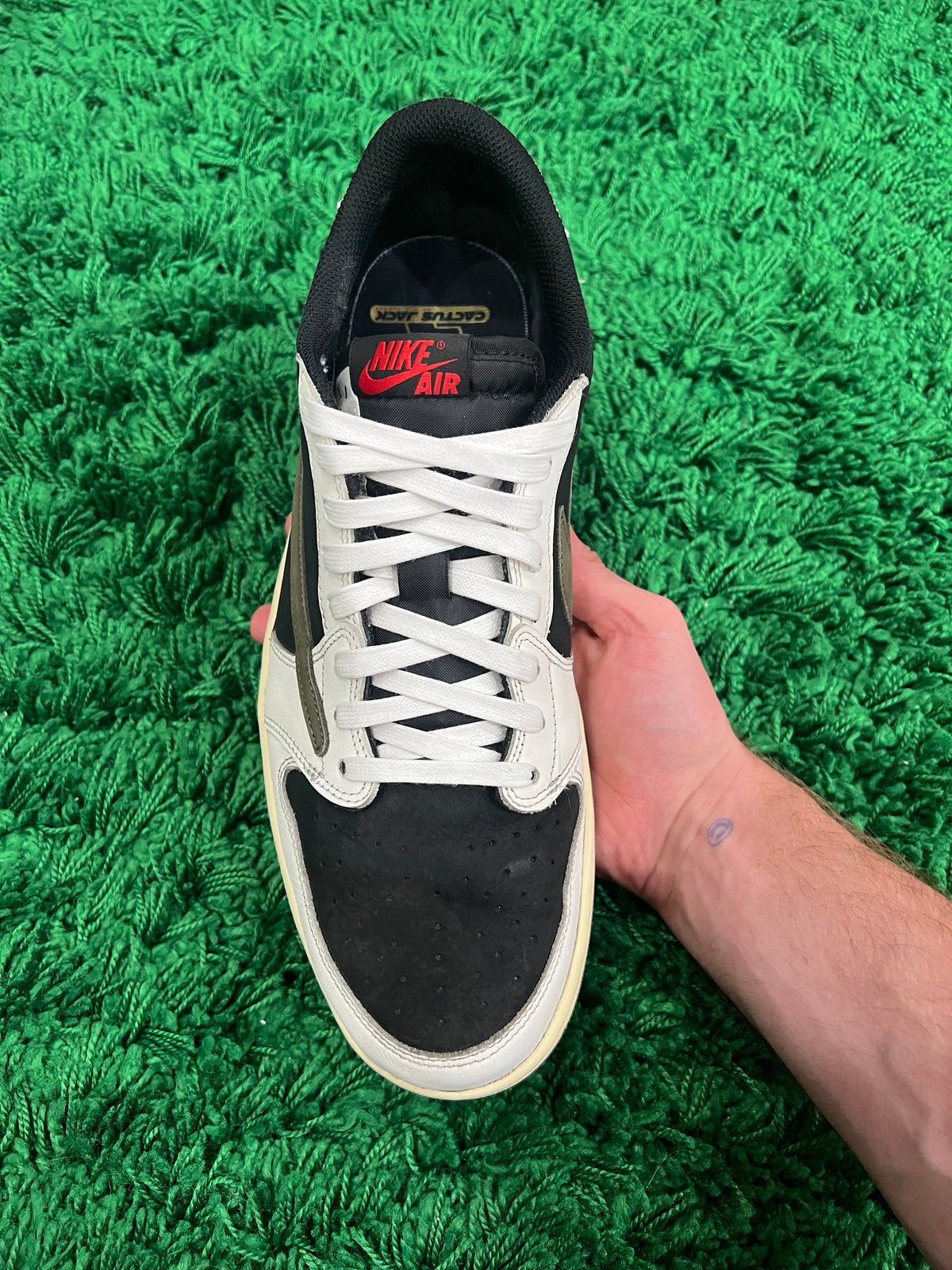 Jordan 1 Low Travis Scott Olive (Women's) (Pre-Owned Size 12M/13.5W)