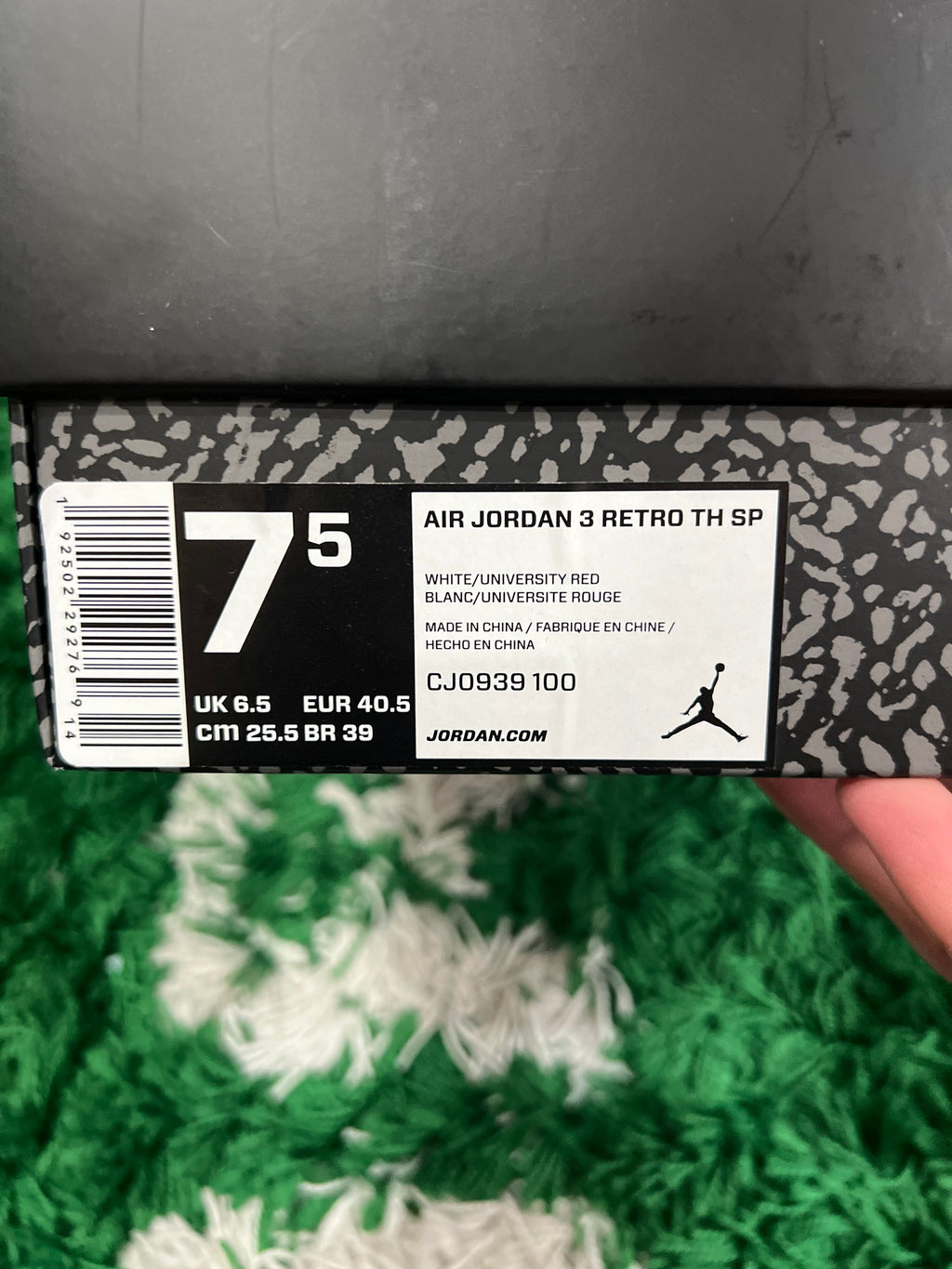 Jordan 3 Tinker Hatfield White University Red (Preowned 7.5M)