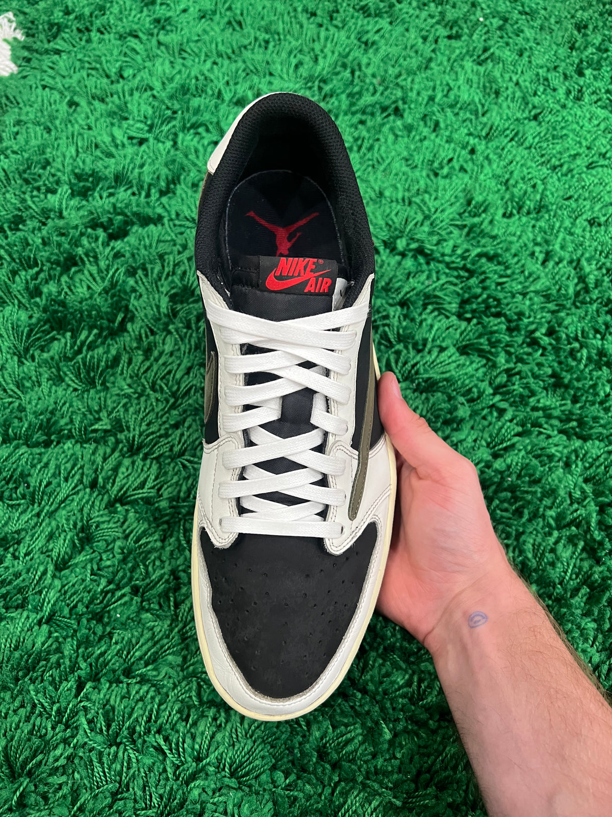 Jordan 1 Low Travis Scott Olive (Women's) (Pre-Owned Size 12M/13.5W)