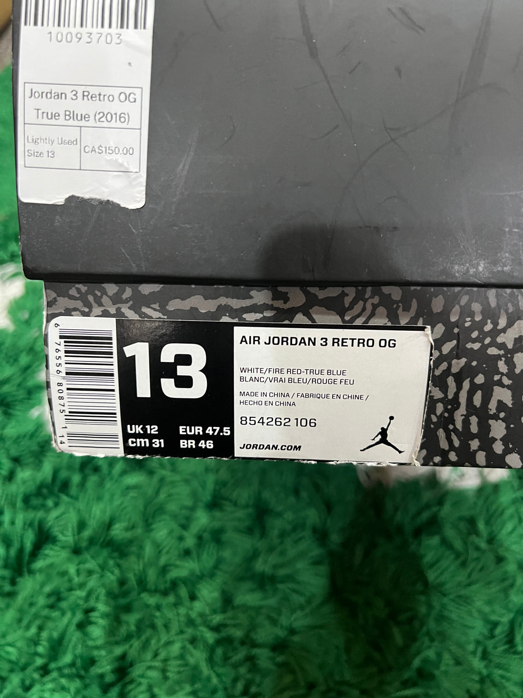 Jordan 3 True Blue (2016) (Preowned 13M)