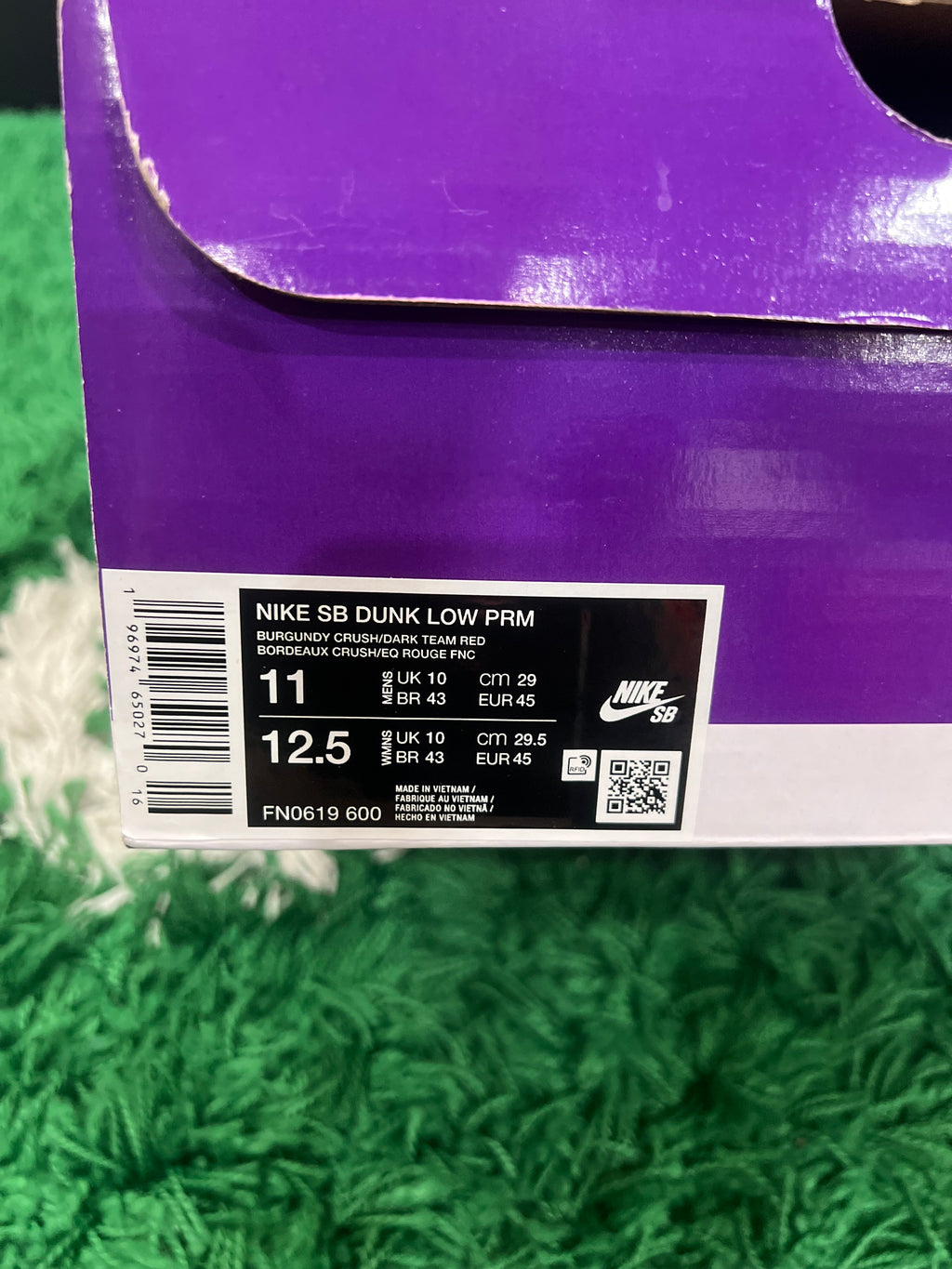 Nike SB Dunk Low City of Love Burgundy Crush (Preowned 11M)
